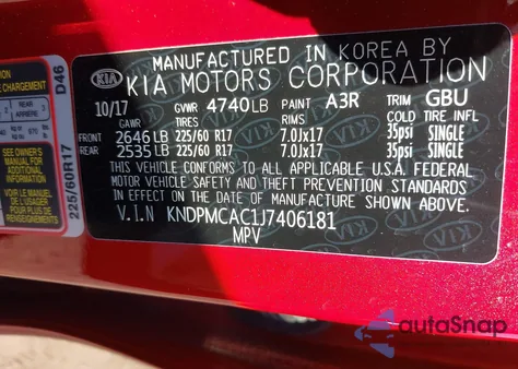 2018 Kia Sportage Lx z USA, uszkodzony, nr VIN KNDPMCAC1J7406181